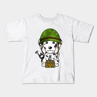 Cute dalmatian is a military pet Kids T-Shirt